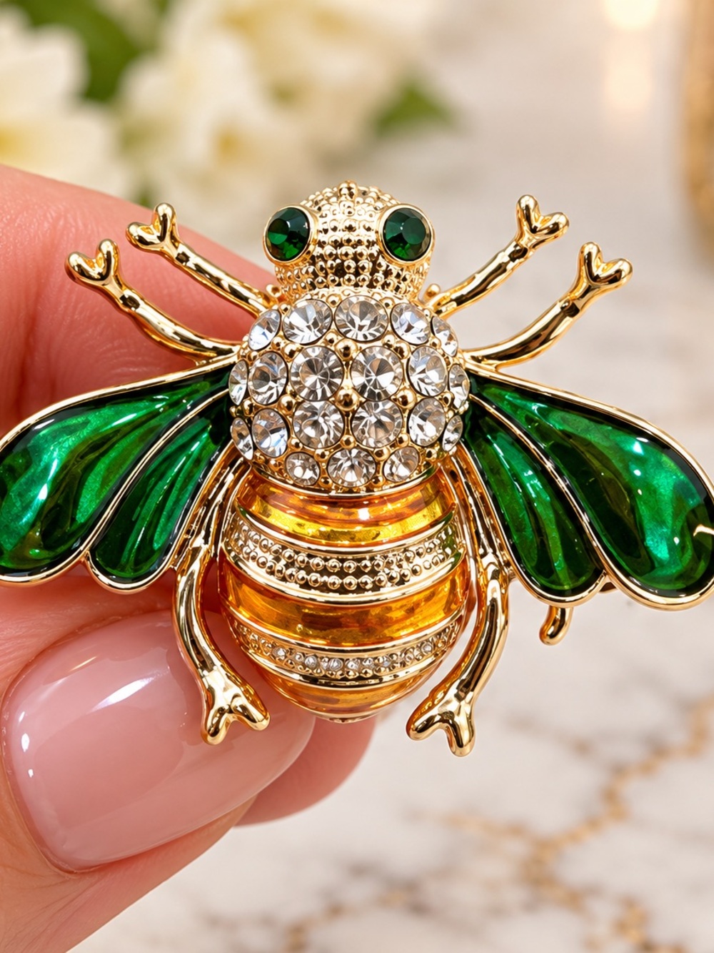 Enamel Crystal Rhinestones Insect Themed Bee Brooch